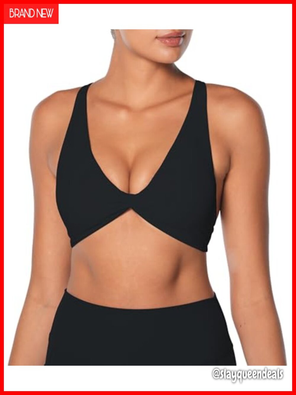 Sunzel Women's Removable Pads Open Back V Neck Sports Bra for Yoga Workout